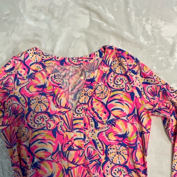 Lilly Pulitzer 3/4 Sleeve Shift Dress Pima Cotton Shells Pink - Picture 5 of 12